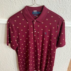 Polo by Ralph Lauren Burgundy Polo Shirt with Bear Motif